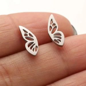 Butterfly Wing Stainless Steel Minimalist Post Earrings